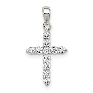 Black Bow Jewelry Sterling Silver and Cubic Zirconia Small Cross Pendant - 1 of 4
