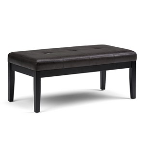 Abbey Tufted Ottoman Bench Distressed Black Faux Air Leather - Wyndenhall
