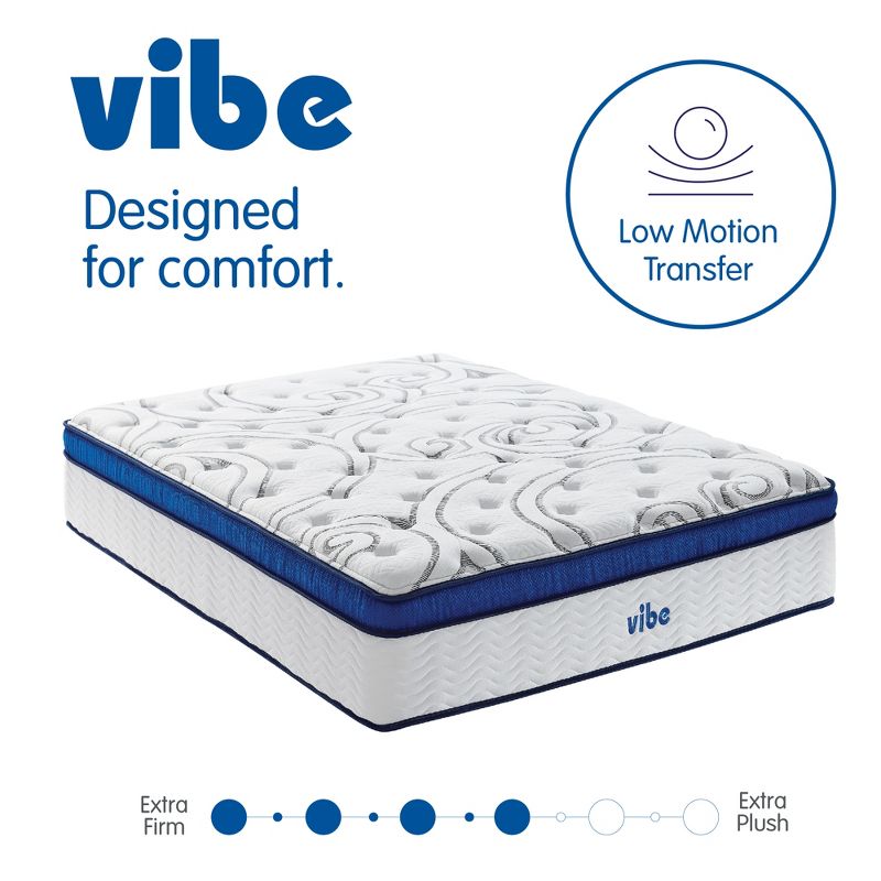 Vibe Quilted Hybrid Mattress, 12-Inch Innerspring and Pillow Top Gel Memory Foam Mattress, CertiPUR-US Certified Bed in a Box, 4 of 8