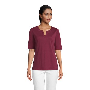 Lands' End Women's Cotton Polyester Modern Half Sleeve Splitneck - 1 of 2