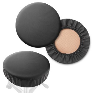 Saloniture 2-Pack Round Stool Seat Cover, Waterproof Slipcover for Swivel Chair or Barstool - 1 of 4
