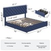 Full Size Bed Frame with 4 Storage Drawers and Headboard, Linen Upholstered Full Platform Bed Frame, Diamond Stitched Button Tufted, Easy Assemble, - 2 of 4