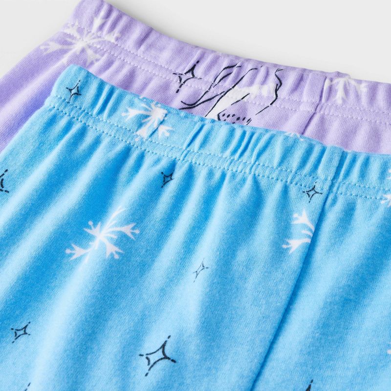 Girls' Frozen Elsa and Anna 4pc Snug Fit Pajama Set - Blue/Purple, 4 of 5