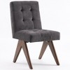 YOUNIKE Modern Upholstered Chair Set of 2 Dining Room Armless Kitchen Chairs Linen Fabric Chair Vanity with 4.7" Thick Cushion Wood V-Leg - 2 of 4