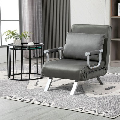 NicBex Convertible Sleeper Chair,Modern Folding Sofa Bed with Steel  Frame,Modern Couches with Pillows  for Living Room,Light Gray/Dark Gray