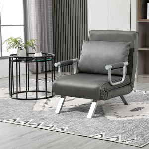 NicBex Convertible Sleeper Chair,Modern Folding Sofa Bed with Steel  Frame,Modern Couches with Pillows  for Living Room,Light Gray/Dark Gray - 1 of 4