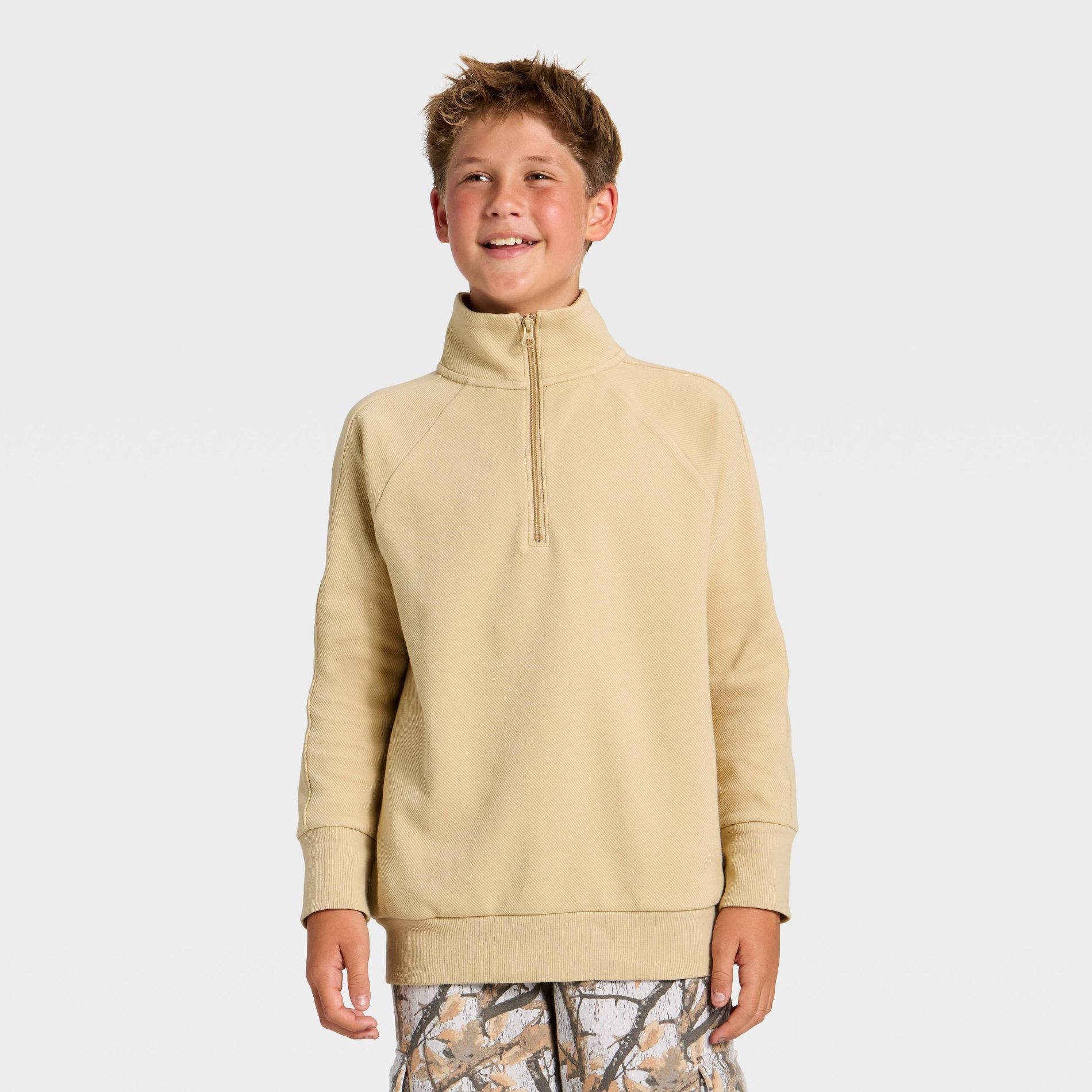 Boys' Textured Knit Quarter Zip Pullover Sweatshirt - art class™