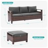 Sonkuki 3 Pieces Patio Sofa with Ottomans, All-Weather PE Rattan Wicker Sofa Small Patio Conversation Couch with Cushion - 3 of 4