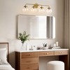 POWLIG 30.71" Gold Modern Vanity Light Fixture - 4-Light Bathroom Mirror Lighting with Clear Glass Globe Shades - 3 of 4