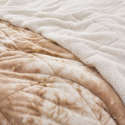 Beige Queen Reversible Down Alternative Microfiber Comforter Set