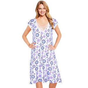 JEFFRICO Womens Nightgowns Sleepwear Soft Pajama Dress Nightshirts - 1 of 4