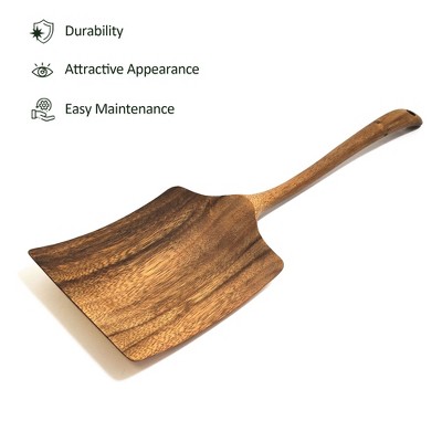 TREE FORK FSC-Certified Natural Weru Wood Kitchen Utensils for Cooking, Sturdy Lightweight Heat Resistant Big Spatula — фото 2