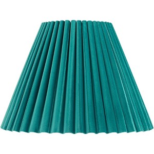 Springcrest 7" Top x 15" Bottom x 10" High x 10 3/4" Slant Lamp Shade Replacement Medium Green Empire Round Velvet Arc Pleated Spider Harp Finial - 1 of 4