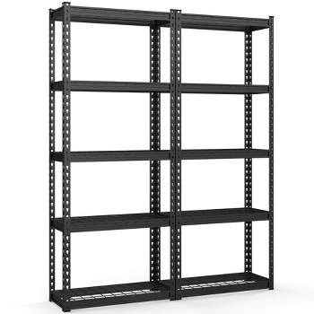 Tangkula 2PCS 5-Tier Metal Shelving Unit Heavy Duty Wire Storage Rack with Anti-slip Foot Pads