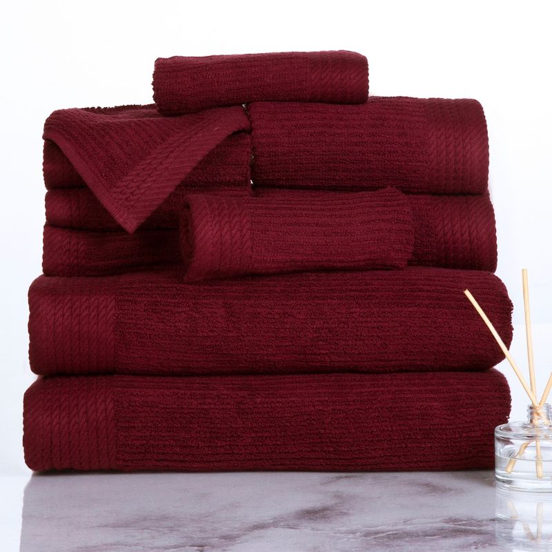 Hastings Home Ribbed 100% Cotton Towel Set - 10-pc, Burgundy, 2 of 6