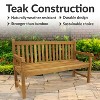 Sunnydaze Outdoor Solid Teak Wood with Light Stained Finish Patio Garden Bench Seat - 60" - Light Brown - 2 of 4