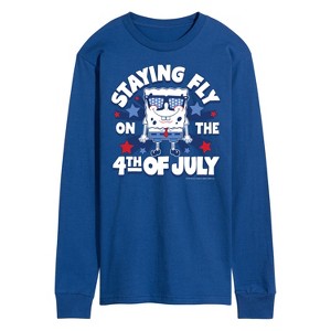 Men's - SpongeBob SquarePants - Fly on the 4th of July Long Sleeve Graphic T-Shirt - 1 of 4
