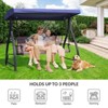 Aoodor 3-Seat Outdoor Rattan Patio Swing with Adjustable Dark Blue Canopy, Built-in Quick-Drying Foam Seat, Rattan Wicker, Rust-Resistant Iron Frame - 4 of 4