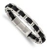 Chisel Stainless Steel Brushed with Black PU Leather 7.75" Bracelet with .5" Extension - 2 of 4