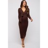 PinkBlush Brown Ribbed Long Sleeve Maternity Wrap Dress - 4 of 4