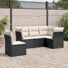 vidaXL 5 Piece Patio Sofa Set with Cushions - Black and Cream Without Table - 2 of 4