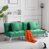 MAYEERTY 67.7" Futon Sofa Bed - 5-Position Adjustable Backrest, Velvet Upholstery, Tufted Design, 2 Pillows - 3 of 4