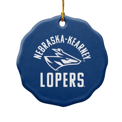 University of Nebraska at Kearney Lopers Logo Porcelain Scalloped Holiday Christmas Tree Ornament