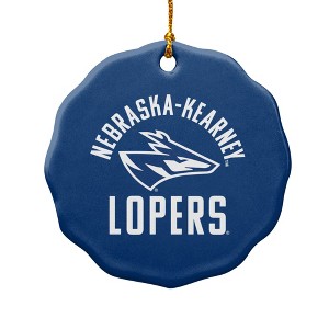 University of Nebraska at Kearney Lopers Logo Porcelain Scalloped Holiday Christmas Tree Ornament - 1 of 4