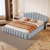 1pc Queen Velvet Platform Bed Frame, Upholstered MDF Structure, No Box Spring Needed - Baofuwish - 3 of 4