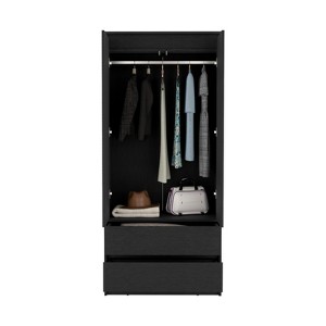 SEVOBAL Armoires 2 Drawer Armoire with Double Doors Hanging Rod and Spacious Storage for Bedroom Storage, Black, 31.5"*20.5"*70.9" - 1 of 4