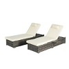 Outdoor Recliner Set of 2,Rattan Recliners With Adjustable Backrest,Table And Cushion,Recliner With Storage For Poolside-Cuddlewood - 3 of 4
