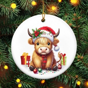 Christmas Highland Cow Gifts for Women - Ceramic Christmas Ornaments 2025 - Birthday Gifts for Mom Dad Family - 1 of 4