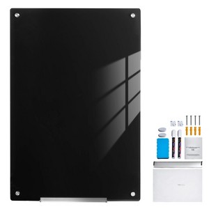VEVOR Magnetic Glass Whiteboard, Dry Erase Board 36"x24", Wall-Mounted Large White Glassboard Frameless, with Marker Tray, an Eraser and 2 Markers - 1 of 4