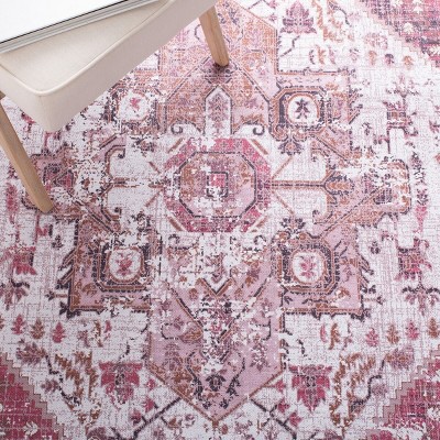 Ivory and Rust Hand-Knotted Washable Square Rug