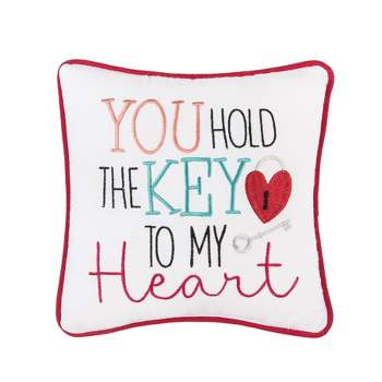C&F Home Key To My Heart Valentine's Day Embroidered 10 X 10 Inch Throw Pillow Cute Romantic Partner Spouse Decorative Accent Covers For Couch And Bed