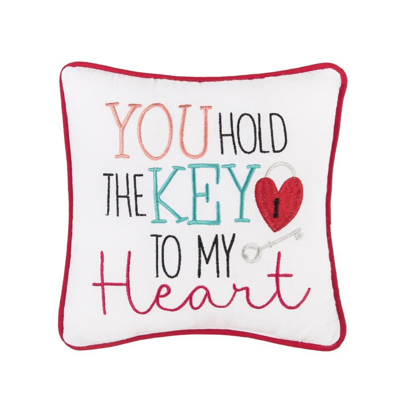 C&F Home 10 X 10 Inch Key To My Heart Valentine's Day Embroidered Throw Pillow, 1 of 7