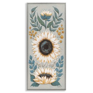 Stupell Industries Country Sunflower Blossoms Botanicals Framed Giclee Art, Gray, 10" x 24" - 1 of 4
