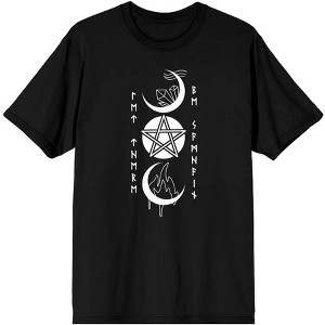 Halloween Two Moons With Pentagram And Elements Let There Be Samhain Men's Black Graphic Tee - 1 of 3