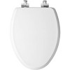 Benton Soft Close Enameled Wood Toilet Seat Never Loosens Chrome Metal Hinge White - Mayfair by Bemis - 2 of 4