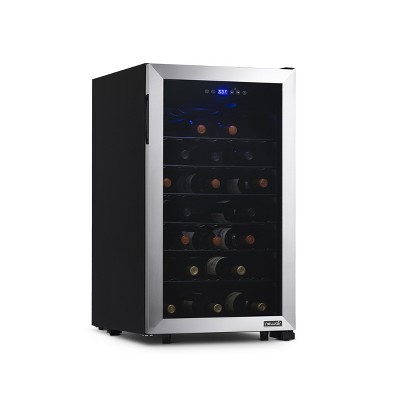Newair 20” Wine Refrigerator 50 Bottle Wine Cooler, Single Zone Freestanding Wine Fridge in Stainless Steel, Wine Chiller with Adjustable Racks