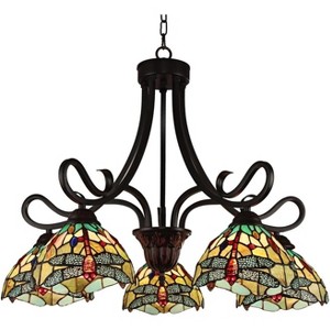 Chloe Lighting Empress Dragonfly Tiffany-Style Dark Bronze 5 Light Large Chandelier 27 Inch Wide - 1 of 4