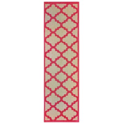 Oriental Weavers Cayman 660P9 Sand/ Pink Indoor/Outdoor Area Rug - 2'3" x 7'6"