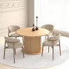 Farmhouse Extendable Pedestal Dining Table for 4-6, Modern Kitchen or Dining Room Table with Wood Grain Finish-The Pop Home - 2 of 4