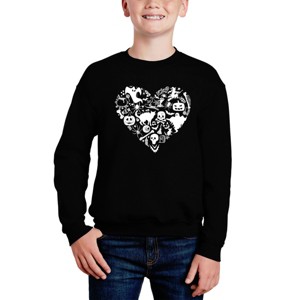 LA Pop Art Halloween Heart - Boy's Word Art Crewneck Sweatshirt - 1 of 4