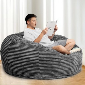 Hooseng 6FT Giant Beanbag Chairs with Memory Foam Filled, Ultra Soft Lazy Sofa for Living Room Bedroom, Grey - 1 of 4