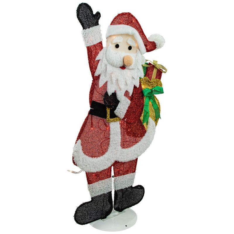 Northlight 32" Red and White Lighted Waving Santa with Gifts Christmas Outdoor Decoration, 3 of 8