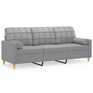 vidaXL 3-Seater Sofa in Light Gray Fabric with Throw Pillows - Modern Design Living Room Furniture with Robust Metal Frame for Comfort and Stability❱ - 1 of 4
