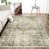 Washable Area Rug Vintage Distressed Living Room Rug Floral Print Indoor Low Pile Floor Cover for Home Office, Bedroom - 2 of 4