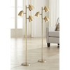 360 Lighting Aaron Mid Century Modern 64" Tall Standing Floor Lamps Set of 2 Lights Tree Adjustable 3-Light Gold Metal Aged Brass Finish Living Room - 2 of 4