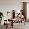 Chic Crate-Solid Oak Extendable Dining Table with Walnut Finish - Adjustable 1.2-1.5m Round Corner Design, Diagonal Legs for 6-8 Seats - 2 of 4